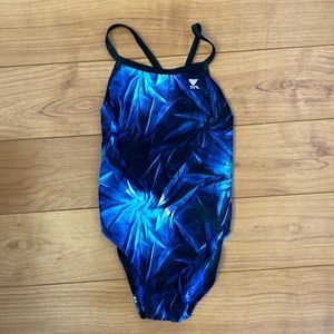 TYR Blue and Black Competition Swimsuit